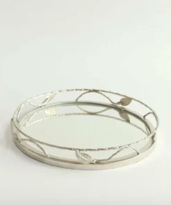 Inspire Me! Home Decor Silver Mirrored Leaf Tray