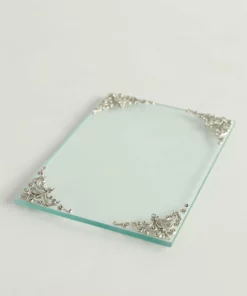 Inspire Me! Home Decor Glass Tray W/ Silver Corner Details And Swarovski Crystals 9 Inspire Me! Home Decor Glass Tray W/ Silver Corner Details And Swarovski Crystals