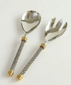Inspire Me! Home Decor Silver Coil Servers W/ Gold Detail