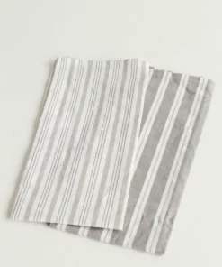 Inspire Me! Home Decor Grey And White Striped Kitchen Towel Set Of 2