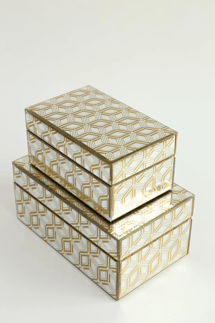 Inspire Me! Home Decor Mirror Glass Gold Abstract Pattern Boxes (Set Of 2) 5 Inspire Me! Home Decor Mirror Glass Gold Abstract Pattern Boxes (Set Of 2)