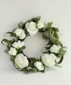 Inspire Me! Home Decor White Rose And Eucalyptus Wreath