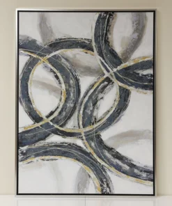 Inspire Me! Home Decor Abstract Teal And Gold- Circle Wall Art