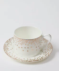 Inspire Me! Home Decor Bone China Gold & White Dotted Cup & Saucer