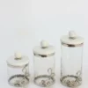 Inspire Me! Home Decor Gold Or Silver Metal Floral Glass Canisters With Marble Lid-With Metal Rim (3 Sizes) (2 Colors)