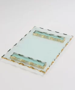 Inspire Me! Home Decor Glass Tray With Hammered Gold Edge