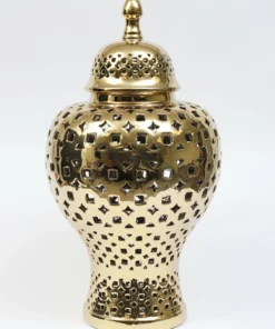 Inspire Me! Home Decor Gold Pierced Patterned Ginger Jar (2 Sizes)