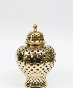 Inspire Me! Home Decor Gold Pierced Patterned Ginger Jar (2 Sizes)
