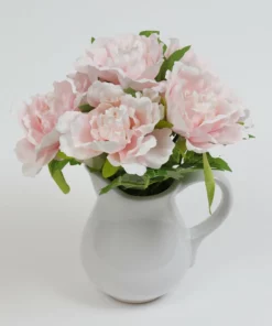 Inspire Me! Home Decor White Ceramic Pitcher With Peonies