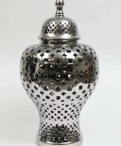 Inspire Me! Home Decor Silver Pierced Patterned Ginger Jar Pierced (2 Sizes)
