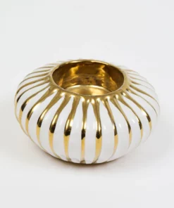 Inspire Me! Home Decor Gold & White Round Detailed Spoon Rest/Tea Light Holder