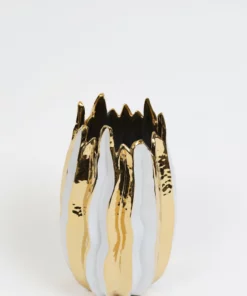 Inspire Me! Home Decor Gold & White Striped Vase (2 Sizes)