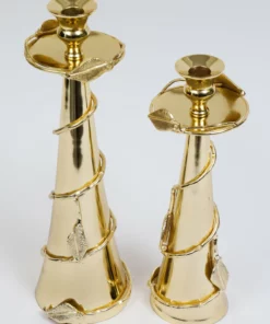 Inspire Me! Home Decor Gold Candle Holder Leaf Design (2 Sizes)