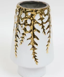 Inspire Me! Home Decor White Ceramic Vase With Gold Vine Design (3 Sizes)