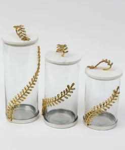 Inspire Me! Home Decor Gold Curry Leaf Canister (3 Sizes)