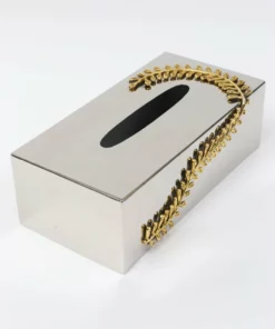Inspire Me! Home Decor Gold & Silver Tissue Box Cover With Gold Leaf Design