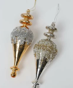Inspire Me! Home Decor Gold Metallic Glass Finial Ornament (2 Colors)