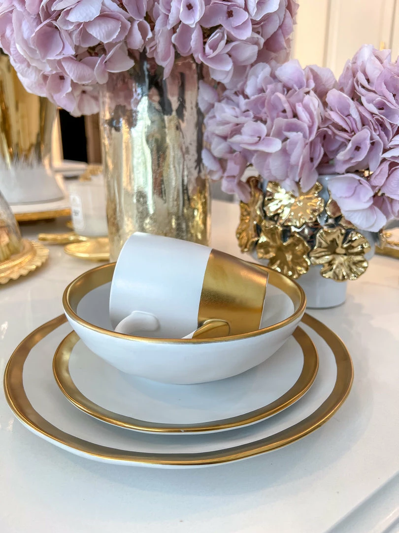 Inspire Me! Home Decor Gold And White 4 Piece Place Setting 5 Inspire Me! Home Decor Gold And White 4 Piece Place Setting