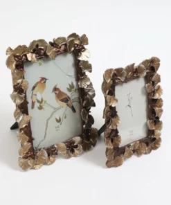 Inspire Me! Home Decor Gold Ginko Leaf Picture Frame (2 Sizes) Picture Frames