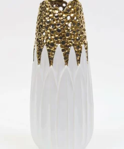 Inspire Me! Home Decor White And Gold Porcelain Vase With Circle Cutout Design (2 Styles)