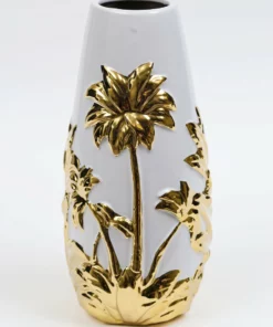 Inspire Me! Home Decor White Porcelain Vase With Gold Tree Design