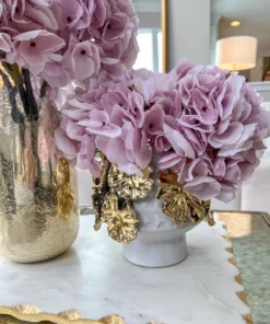 Inspire Me! Home Decor White Ceramic Vase With Stunning Gold Cascading Floral Detail