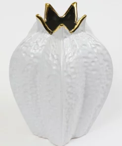 Inspire Me! Home Decor White Pomegranate Vase With Gold Trim (2 Sizes)