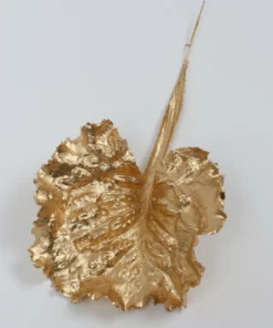 Inspire Me! Home Decor 13" Metallic Gold Ruffled Leaf Stem