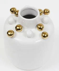 Inspire Me! Home Decor White Ceramic Studded Vase (3 Sizes)