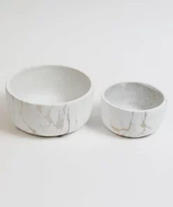 Inspire Me! Home Decor White Marble Design Bowl/Vase (2 Sizes)