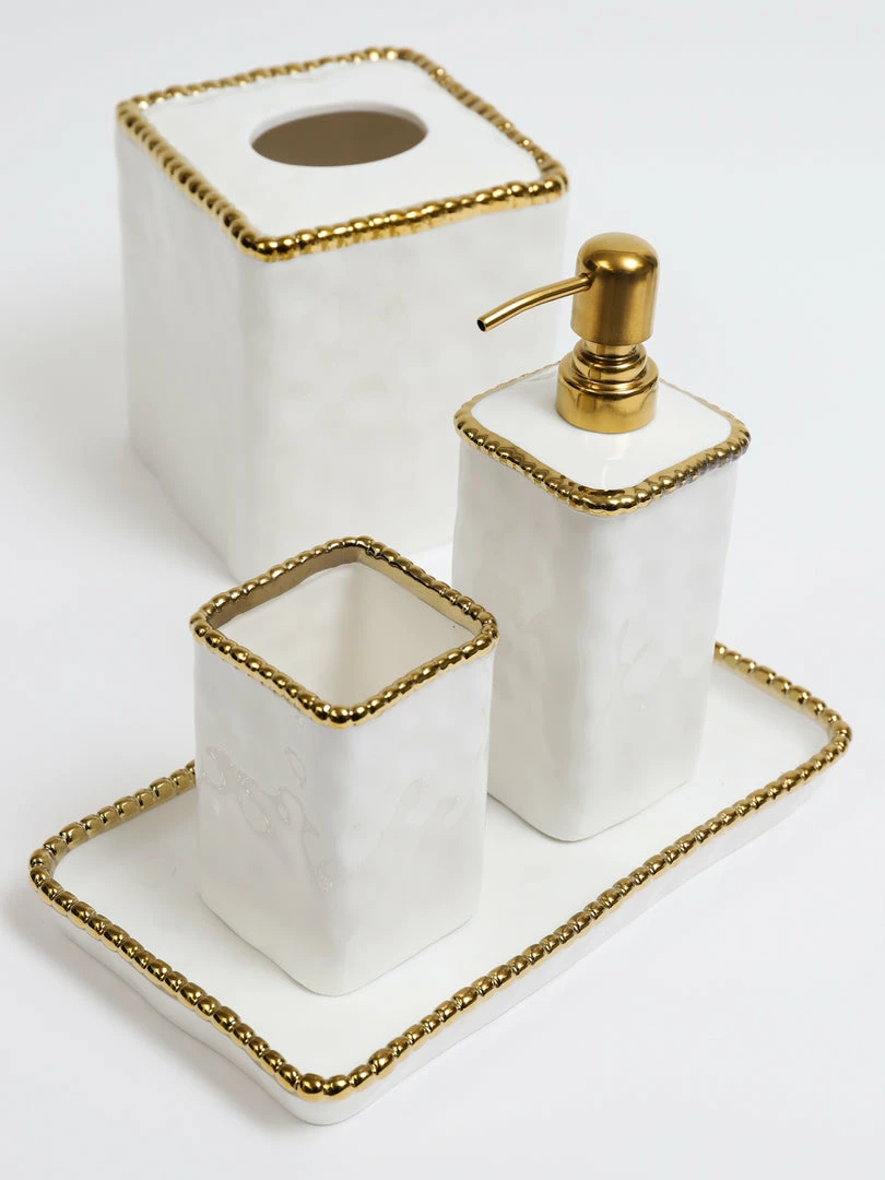 Inspire Me! Home Decor White & Gold Beaded Vanity Collection (3 Items) Each Sold Individually 4 Inspire Me! Home Decor White & Gold Beaded Vanity Collection (3 Items) Each Sold Individually