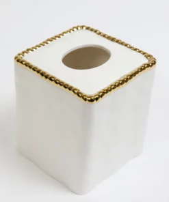 Inspire Me! Home Decor White Beaded Square Tissue Box Cover (2 Colors)