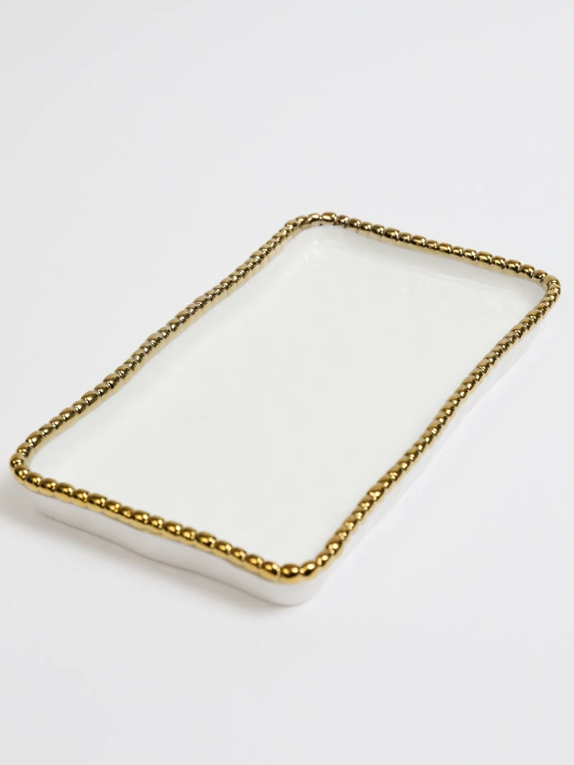 Inspire Me! Home Decor White & Gold Beaded Vanity Collection (3 Items) Each Sold Individually 8 Inspire Me! Home Decor White & Gold Beaded Vanity Collection (3 Items) Each Sold Individually