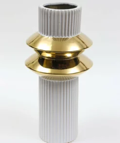 Inspire Me! Home Decor White Linear Vase With Gold Center Rim Detail (2 Sizes)
