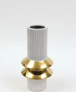 Inspire Me! Home Decor White Linear Vase With Gold Center Rim Detail (2 Sizes)