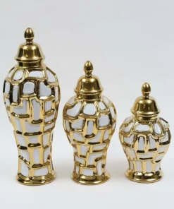 Inspire Me! Home Decor Gold & White Ginger Jar (3 Sizes)