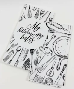 Inspire Me! Home Decor Set Of 2 Black And White Kitchen Utensil Towels (3 Styles)