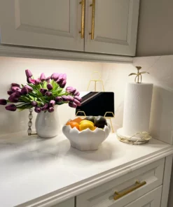 Inspire Me! Home Decor White Ceramic Round Pot With Petal Design (2 Sizes)