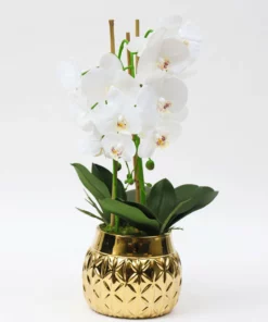 Inspire Me! Home Decor Tall White Potted Faux Orchid
