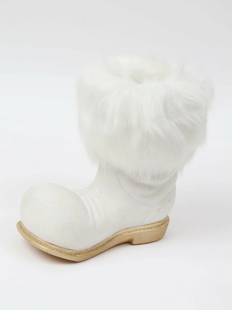 Inspire Me! Home Decor White Glittered Santa Boot Vase 4 Inspire Me! Home Decor White Glittered Santa Boot Vase