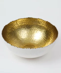 Inspire Me! Home Decor White And Gold Salad Bowl