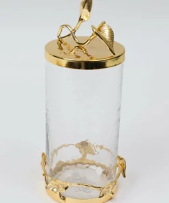 Inspire Me! Home Decor Hammered Glass Canister With Gold Leaf Lid (3 Sizes)