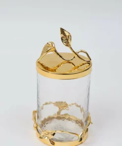 Inspire Me! Home Decor Hammered Glass Canister With Gold Leaf Lid (3 Sizes)