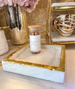 Inspire Me! Home Decor Square Marble Tray With Gold Edge (2 Sizes)