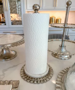 Inspire Me! Home Decor Gold Ripple Edge Paper Towel Holder With Marble Base (2 Colors)