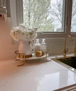 Inspire Me! Home Decor Oval Marble Tray With Gold Handles