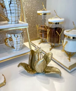 Inspire Me! Home Decor Gold Budding Tulip With Glass Vase