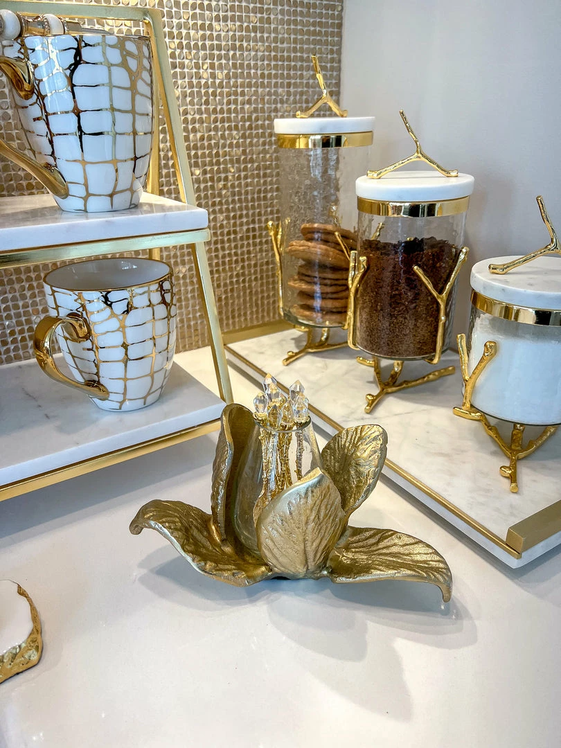 Inspire Me! Home Decor Gold Budding Tulip With Glass Vase 3 Inspire Me! Home Decor Gold Budding Tulip With Glass Vase