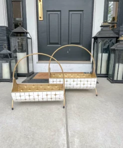 Inspire Me! Home Decor Indoor/Outdoor Gold And White Planters (2 Sizes)