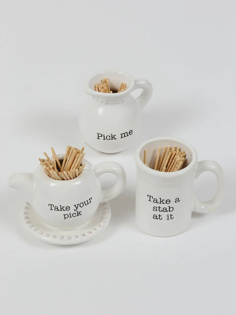 Inspire Me! Home Decor KITCHEN White Ceramic Toothpick Holder (3 Shapes) 3 Inspire Me! Home Decor KITCHEN White Ceramic Toothpick Holder (3 Shapes)